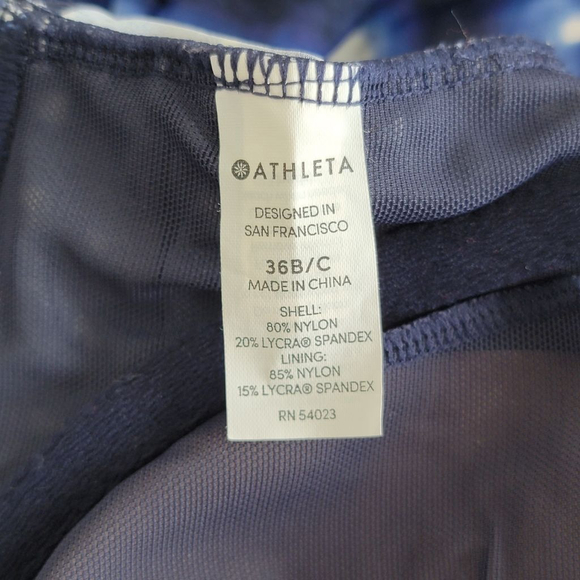Athleta Mashiko Side Scrunch Tankini Bra Swim Top Dress Blue Dots Tie Dye 36 B/C - Picture 12 of 14